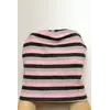 Шапка черно-серо-розовая в полоску, зимняя 14-015-2 Шапка черно-серо-розовая в полоску, зимняя 14-015-2