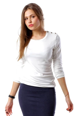 Джемпер с кнопками, молочный Джемпер с кнопками, молочный