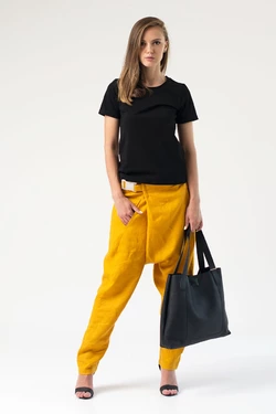 Брюки грави лен, желтые, женские 16-040 Брюки грави лен, желтые, женские 16-040