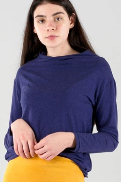 Кофта с мини горлом, синий меланж 17-054-2 Кофта с мини горлом, синий меланж 17-054-2