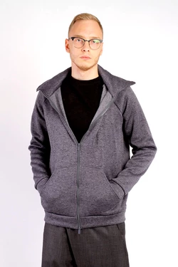 Толстовка на змейке, серая, мужская 16-047 Толстовка на змейке, серая, мужская 16-047