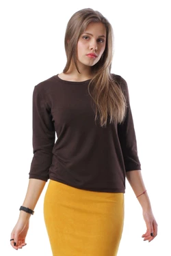 Джемпер с кнопками, коричневый 17-003 Джемпер с кнопками, коричневый 17-003