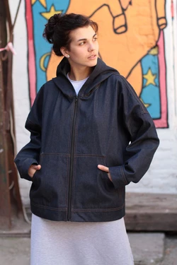 Куртка худи джинс, синяя Куртка худи джинс, синяя