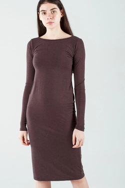 Платье трикотажное коричневое,  рукав 4/4 15-034-3 Платье трикотажное коричневое,  рукав 4/4 15-034-3
