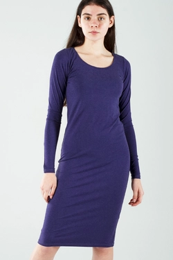 Платье трикотажное  фиолетовое,  рукав 4/4 Платье трикотажное  фиолетовое,  рукав 4/4