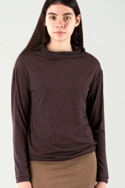 Кофта с мини горлом, коричневая меланж Кофта с мини горлом, коричневая меланж