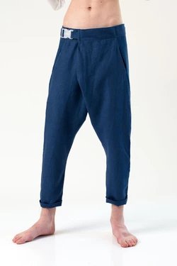 Брюки грави лен, синие Брюки грави лен, синие