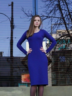 Платье трикотажное  электрик,  рукав 4/4 Платье трикотажное  электрик,  рукав 4/4