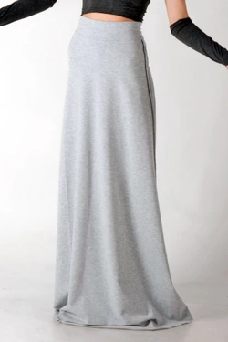 Трикотажная cветло-серая юбка-макси 16-011 Трикотажная cветло-серая юбка-макси 16-011