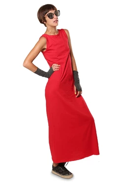 Платье в пол красное 16-030