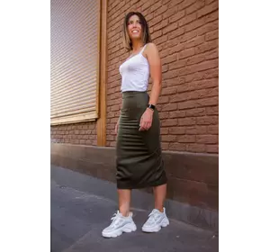 юбка-карандаш на молнии хаки 17-001-2 юбка-карандаш на молнии хаки 17-001-2